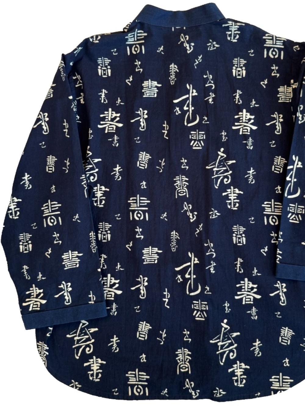 NATURAL INDIGO TUNIC BUTTON UP SHIRT WOMENS 3X 53.5x32 TRUE BLUE JAPANESE KANJI - Picture 4 of 16